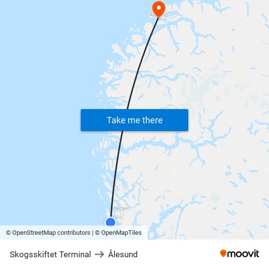 Skogsskiftet Terminal to Ålesund map