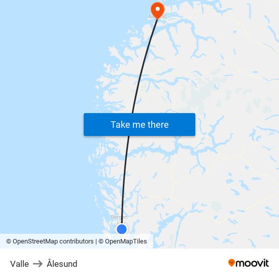 Valle to Ålesund map