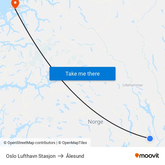 Oslo Lufthavn Stasjon to Ålesund map