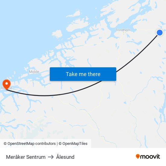 Meråker Sentrum to Ålesund map