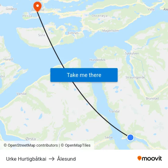Urke Hurtigbåtkai to Ålesund map