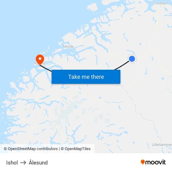 Ishol to Ålesund map