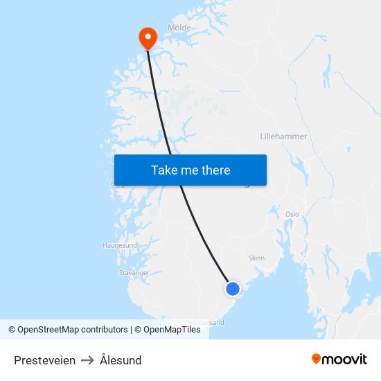 Presteveien to Ålesund map