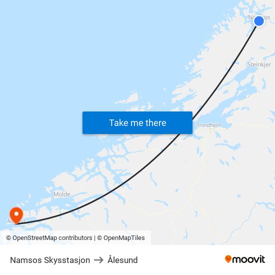 Namsos Skysstasjon to Ålesund map