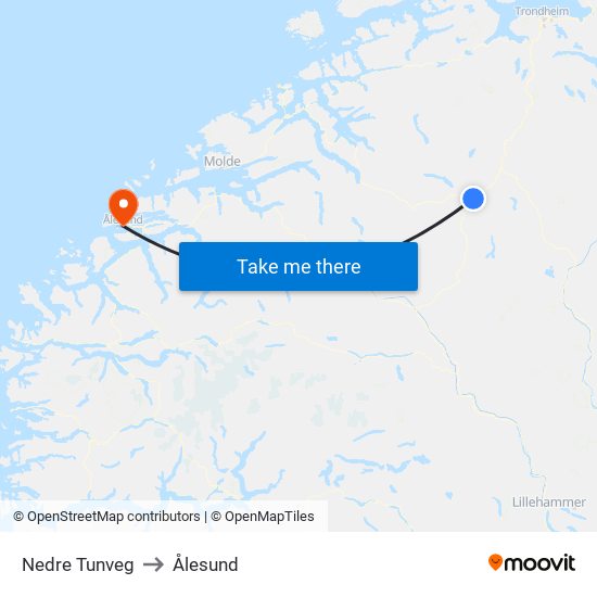 Nedre Tunveg to Ålesund map