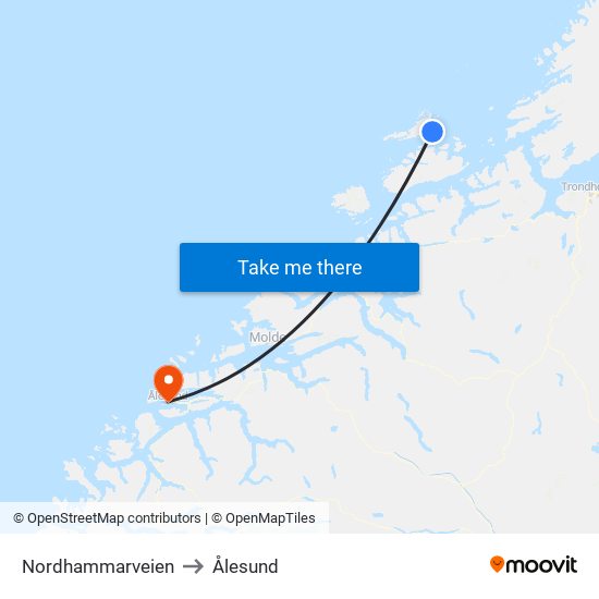 Nordhammarveien to Ålesund map