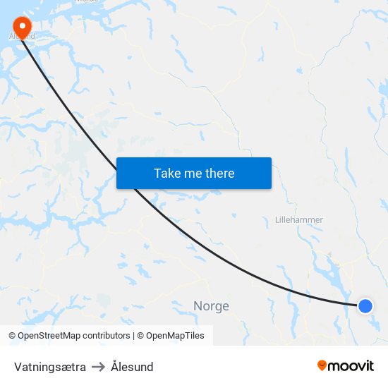 Vatningsætra to Ålesund map