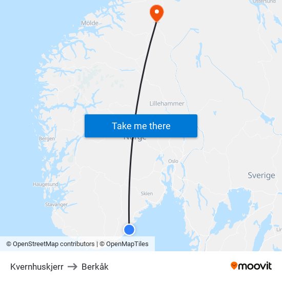 Kvernhuskjerr to Berkåk map