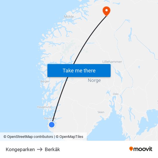 Kongeparken to Berkåk map