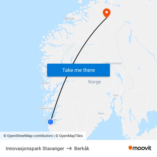 Innovasjonspark Stavanger to Berkåk map