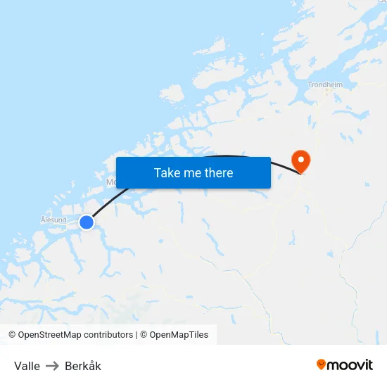 Valle to Berkåk map