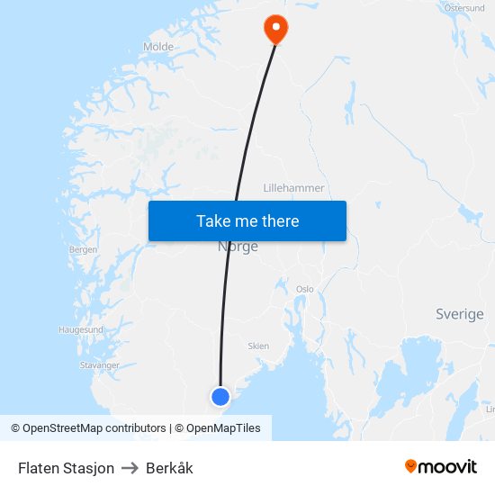 Flaten Stasjon to Berkåk map