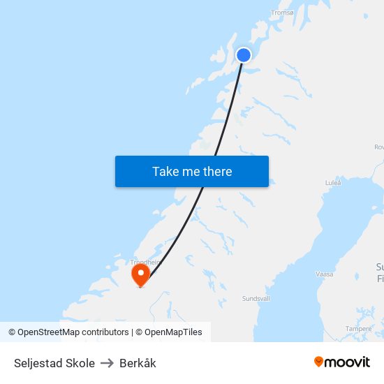 Seljestad Skole to Berkåk map