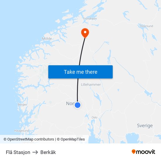 Flå Stasjon to Berkåk map