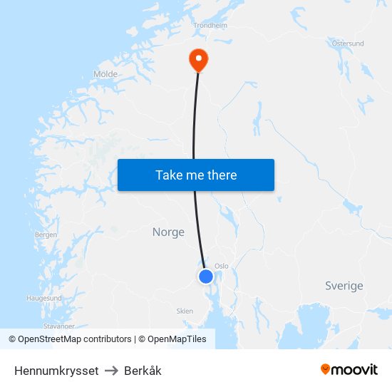 Hennumkrysset to Berkåk map