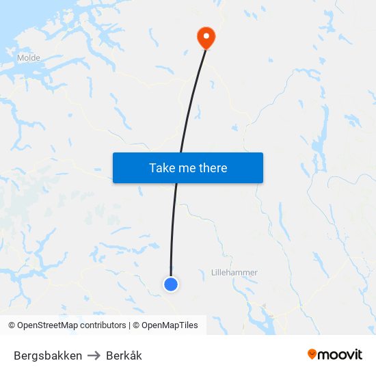 Bergsbakken to Berkåk map