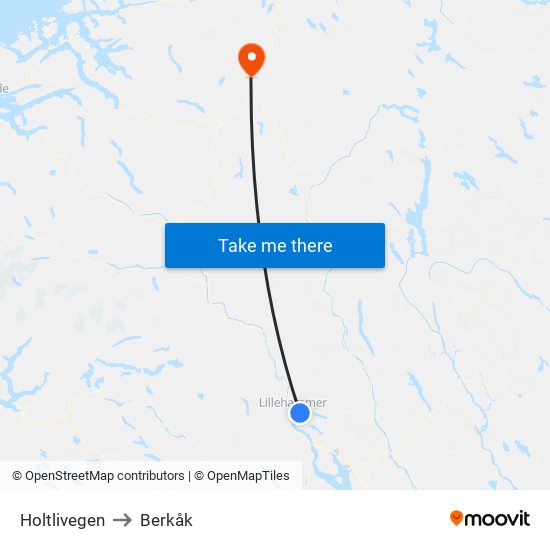 Holtlivegen to Berkåk map