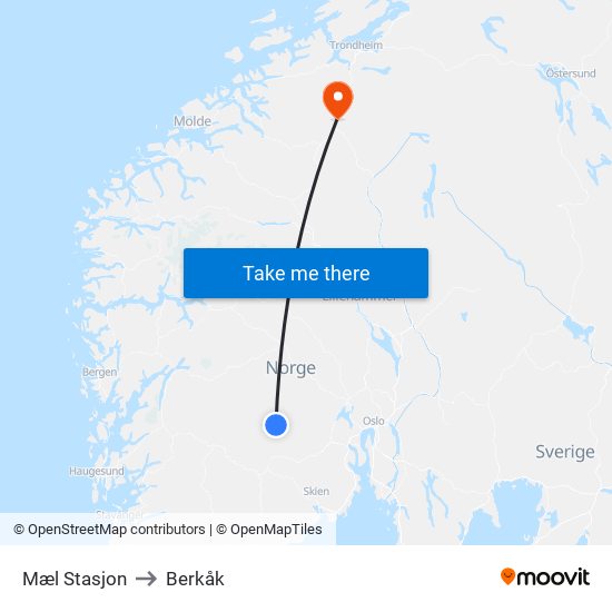 Mæl Stasjon to Berkåk map