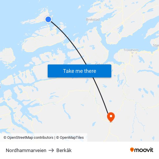 Nordhammarveien to Berkåk map