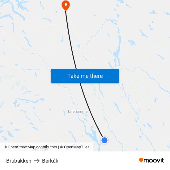 Brubakken to Berkåk map