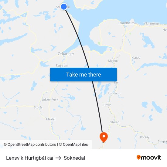 Lensvik Hurtigbåtkai to Soknedal map