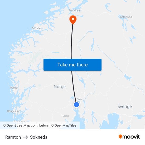 Ramton to Soknedal map