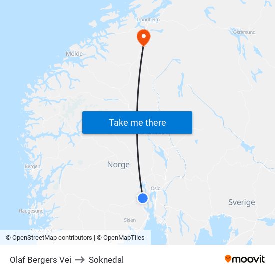 Olaf Bergers Vei to Soknedal map