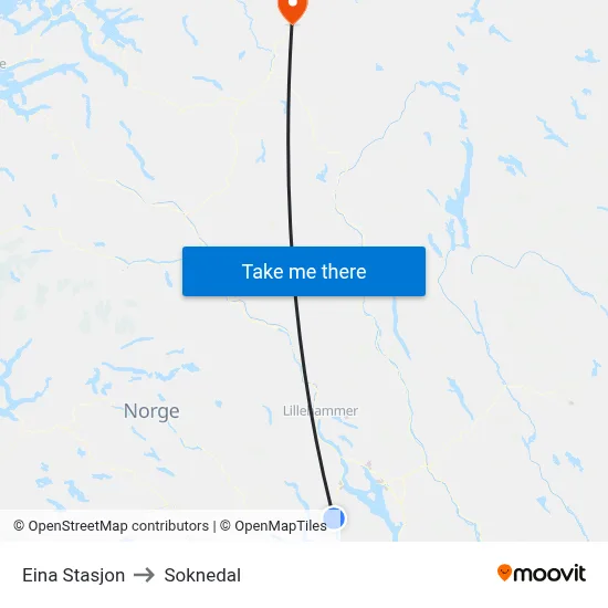 Eina Stasjon to Soknedal map