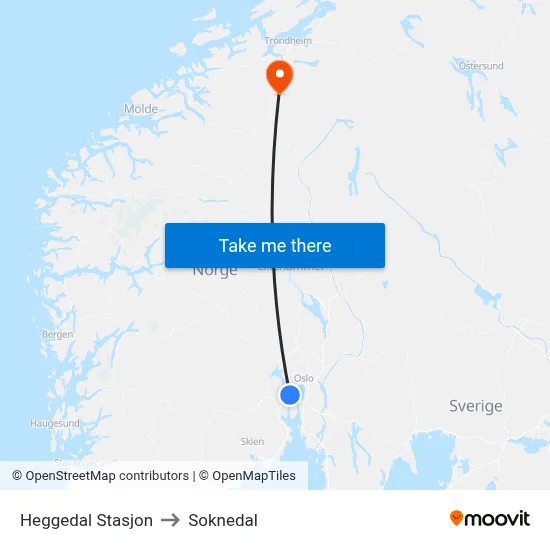 Heggedal Stasjon to Soknedal map
