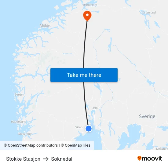 Stokke Stasjon to Soknedal map