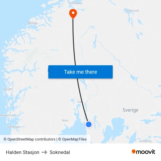 Halden Stasjon to Soknedal map