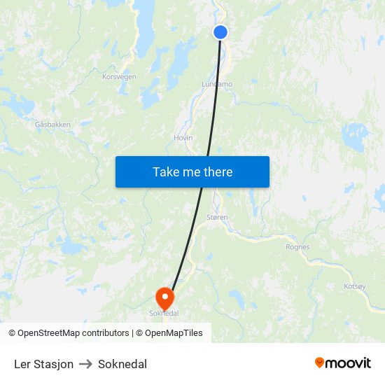 Ler Stasjon to Soknedal map