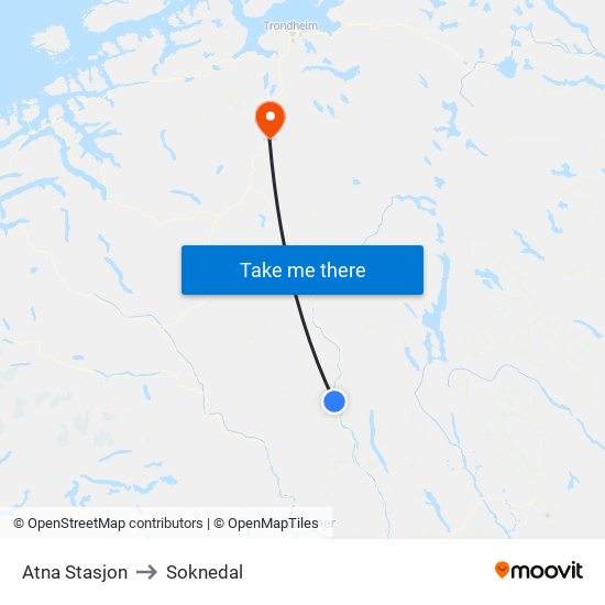 Atna Stasjon to Soknedal map