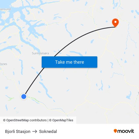 Bjorli Stasjon to Soknedal map