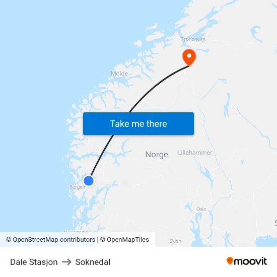 Dale Stasjon to Soknedal map
