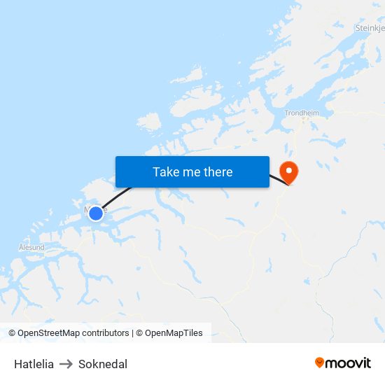 Hatlelia to Soknedal map