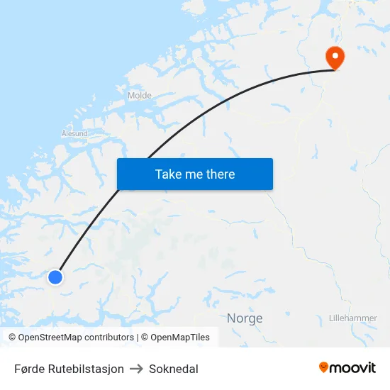 Førde Rutebilstasjon to Soknedal map