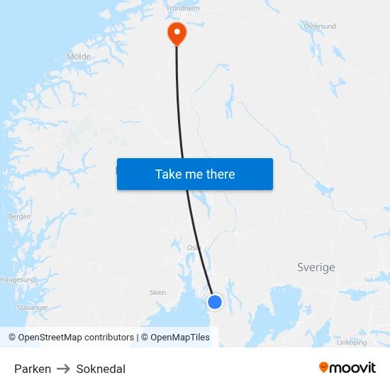 Parken to Soknedal map