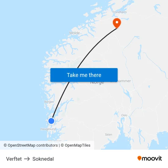 Verftet to Soknedal map