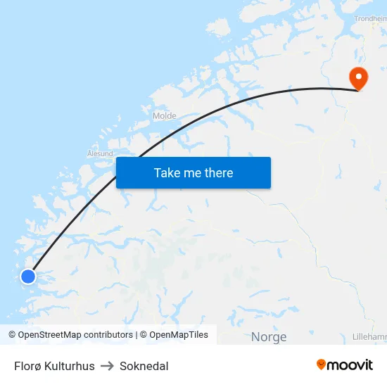 Florø Kulturhus to Soknedal map