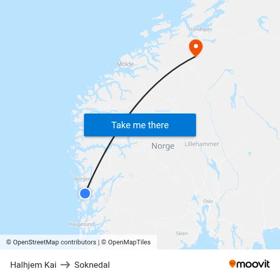 Halhjem Kai to Soknedal map