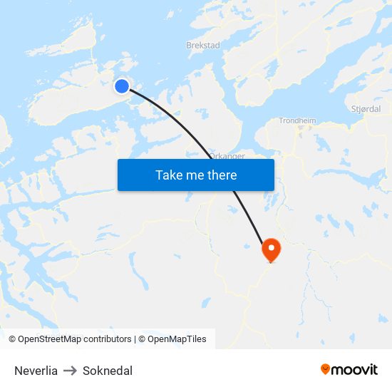 Neverlia to Soknedal map