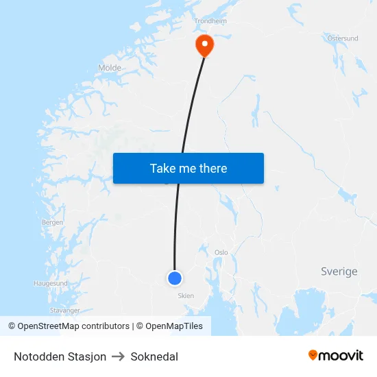Notodden Stasjon to Soknedal map