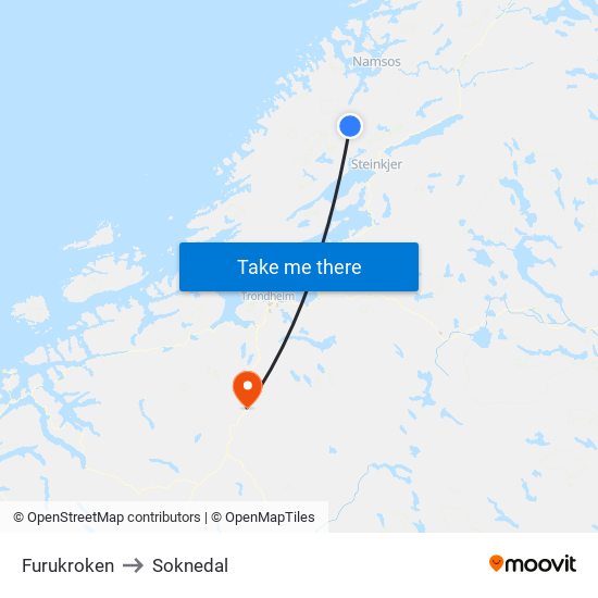 Furukroken to Soknedal map