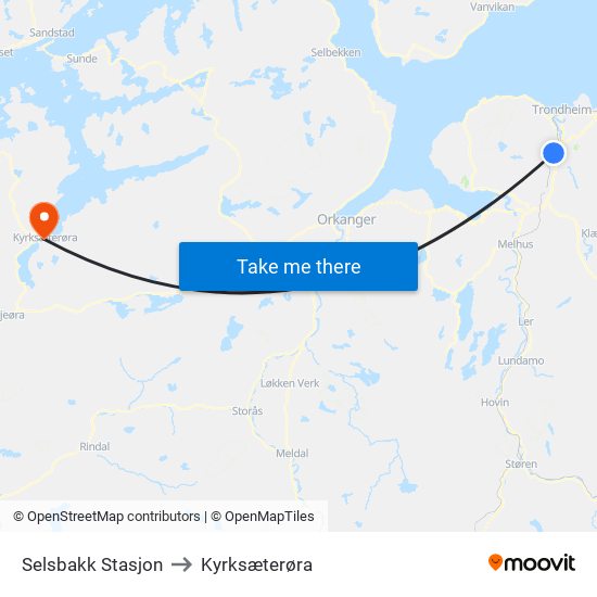 Selsbakk Stasjon to Kyrksæterøra map