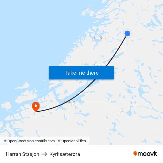 Harran Stasjon to Kyrksæterøra map