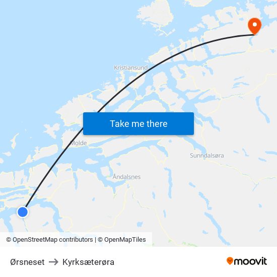 Ørsneset to Kyrksæterøra map