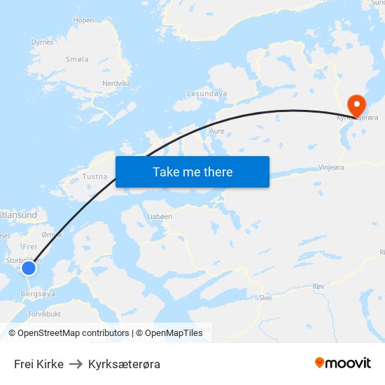 Frei Kirke to Kyrksæterøra map
