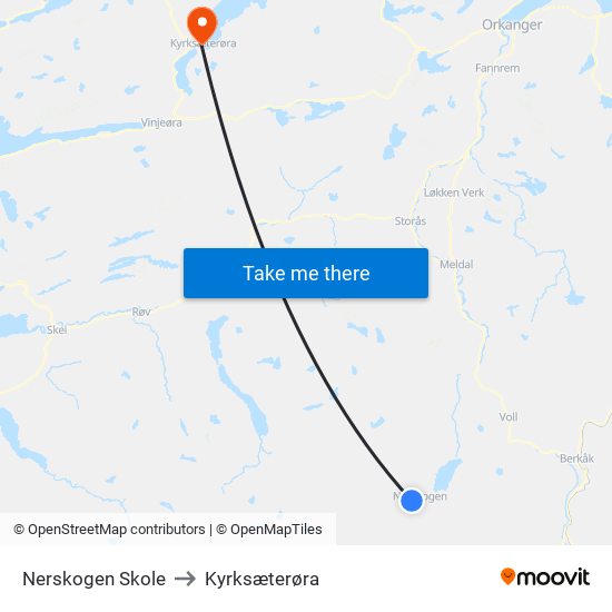 Nerskogen Skole to Kyrksæterøra map