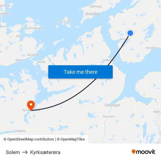 Solem to Kyrksæterøra map